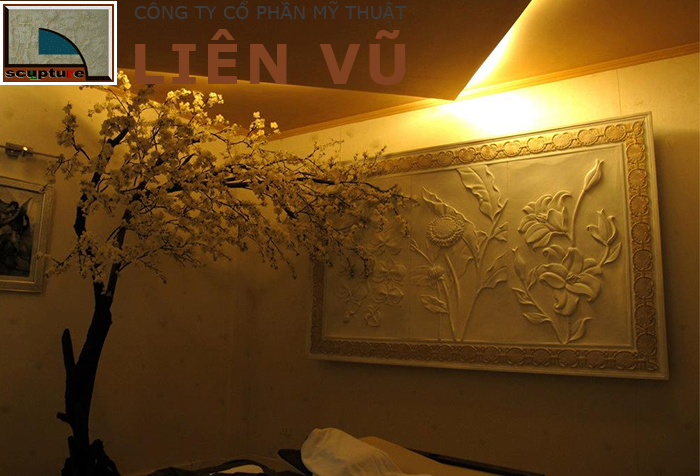 Phù điêu hoa lá trang trí nội thất spa