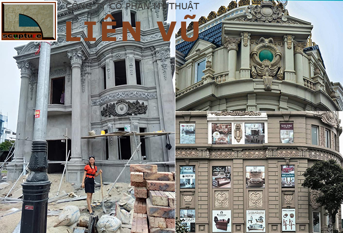 Phù điêu hoa văn châu Âu cổ điển trang trí mặt tiền nhà