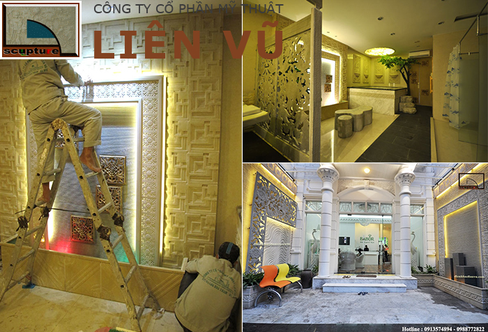 Phù điêu hoa văn châu Âu trang trí nội ngoại thất spa