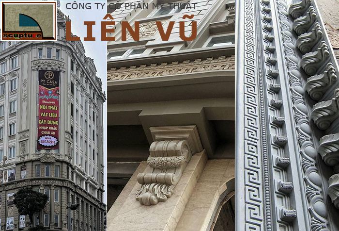 Phù điêu hoa văn châu Âu trang trí tòa nhà