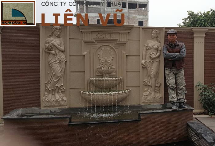 Phù điêu phun nước cô gái phong cách châu Âu