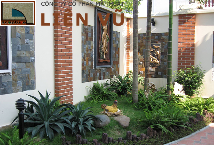 Phù điêu sân vườn đẹp gắn tường