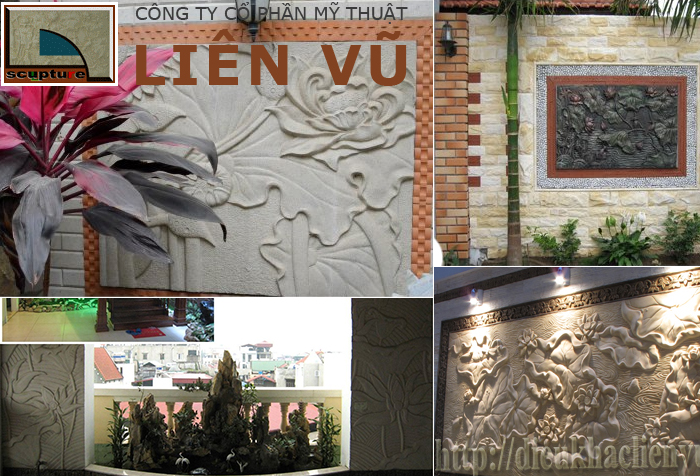 Phù điêu sen đẹp trong tiểu cảnh