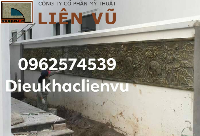 Phù điêu sen hạc- phù điêu sân vườn đẹp mang ý nghĩa phong thủy
