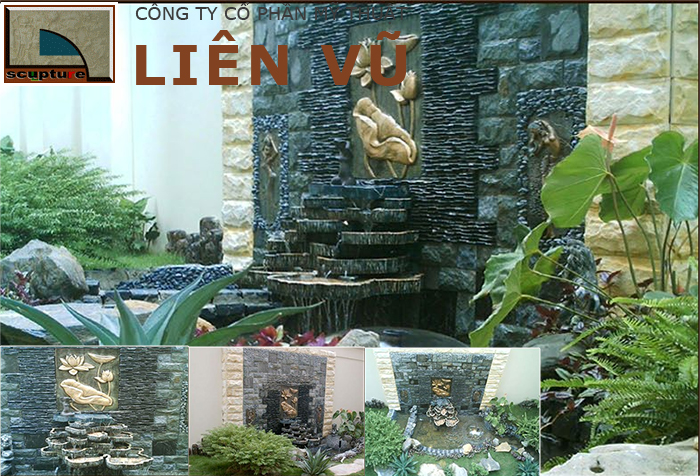 Phù điêu sen trong tiểu cảnh sân vườn