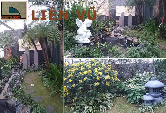 Sân vườn trên sân thượng với sự góp mặt của các dự án điêu khắc nhỏ