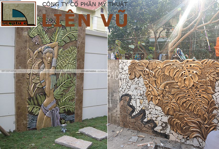 Tạo hình tranh phù điêu sân vườn vô cùng độc đáo