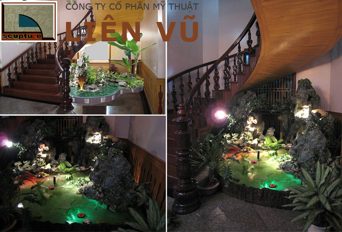 Thắp sáng góc chết cầu thang với tiểu cảnh đẹp