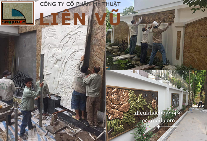 Thi công lắp đặt, đắp phù điêu sân vườn trang trí