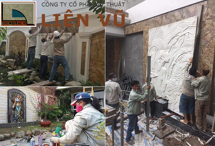 Thi công lắp đặt phù điêu trang trí sân vườn