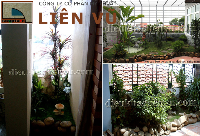 Thi công tiểu cảnh đơn giản với cây xanh và đá sỏi cho ban công