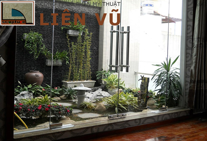 Thi công tiểu cảnh giếng trời sân vườn xanh