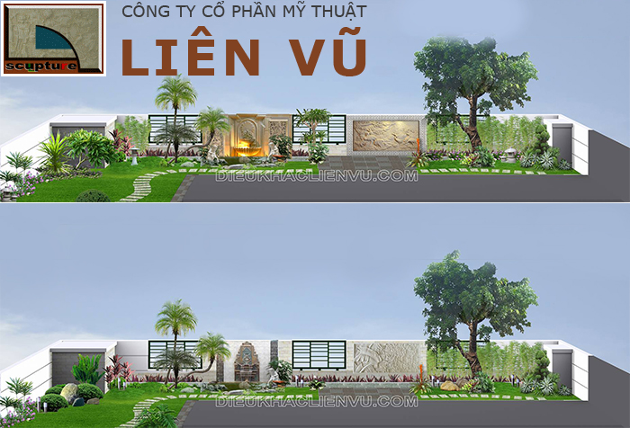 Thiết kế cảnh quan sân vườn với cây xanh và tiểu cảnh