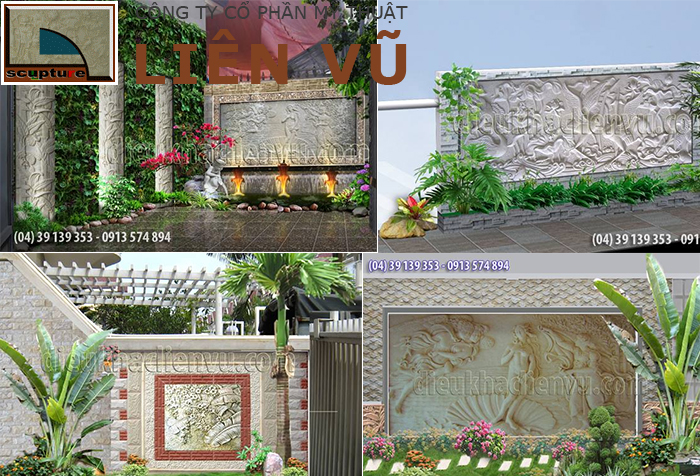 Thiết kế sân vườn đẹp với phù điêu