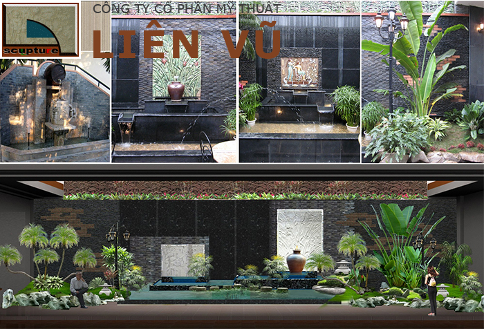 Thiết kế, thi công tiểu cảnh đài phun nước sân vườn