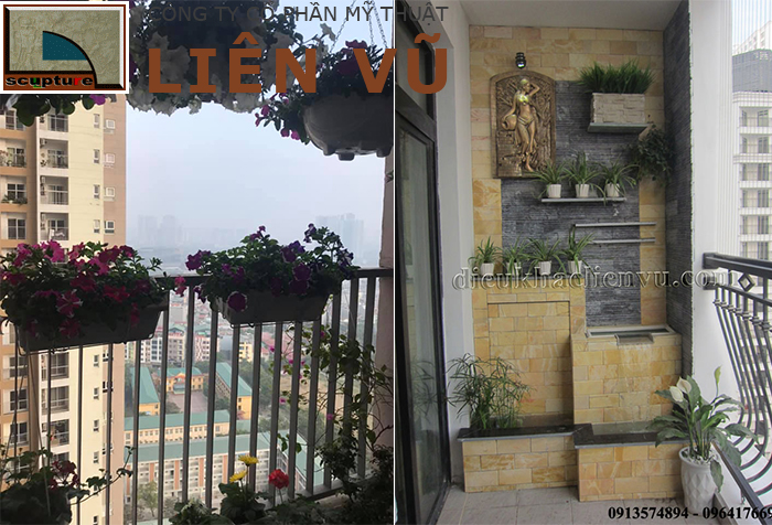 Thiết kế tiểu cảnh ban công nhà chung cư với chậu hoa và cây xanh