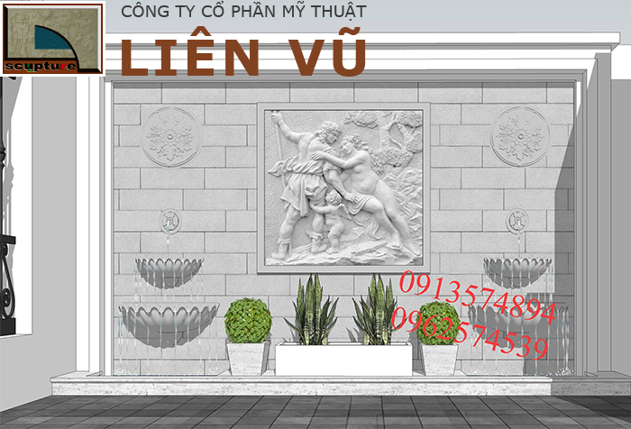 Thiết kế tiểu cảnh đẹp với phù điêu châu Âu gia đình Adam