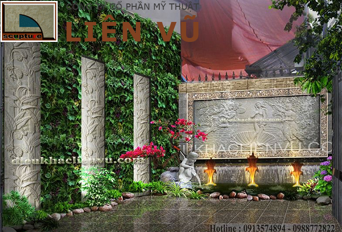 Thiết kế tiểu cảnh phù điêu sân vườn