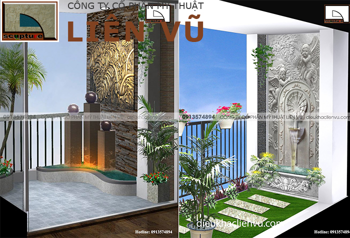 Thiết kế tiểu cảnh thác nước ban công