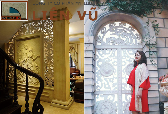 Thiết kế tường ngăn độc đáo với phù điêu châu Âu