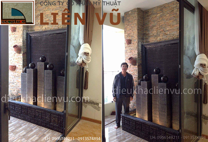Tiểu cảnh ban công chung cư đẹp với đài phun nước composite