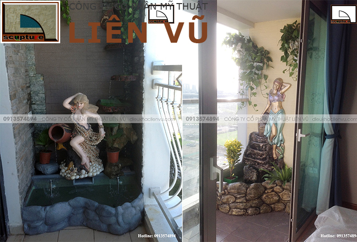 Tiểu cảnh ban công nước đẹp