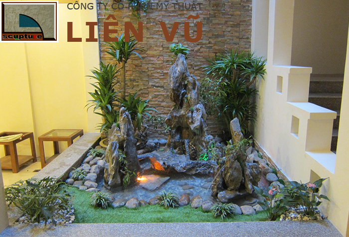 Tiểu cảnh bể non bộ đẹp cho không gian giếng trời
