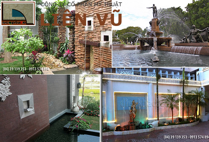 Tiểu cảnh đài nước, thác nước cho không gian sân vườn thêm mát mẻ