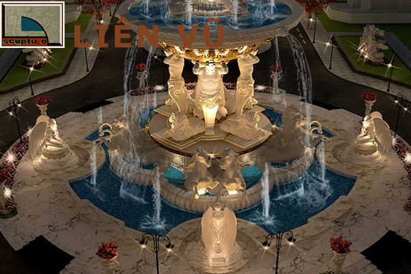 Tiểu cảnh đài phun nước được thiết kế, thi công bởi Liên Vũ