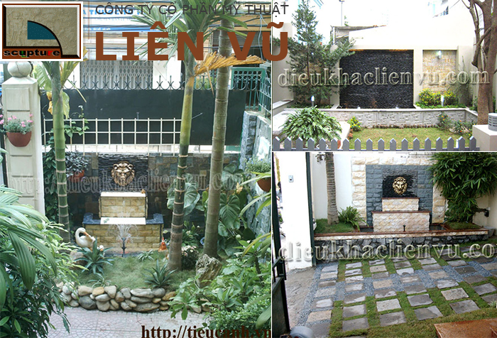 Tiểu cảnh đài phun nước sân vườn