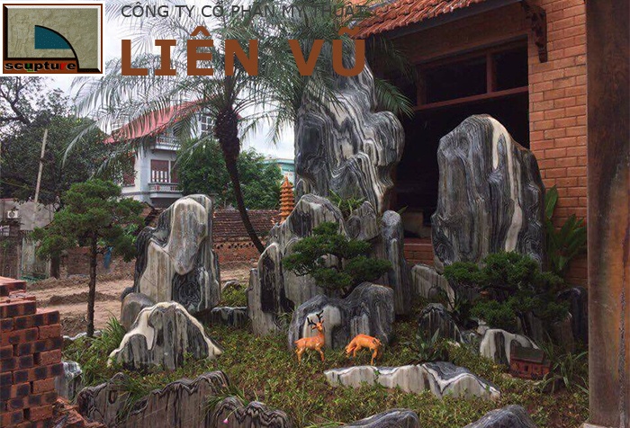 Tiểu cảnh đơn giản với đa vân non bộ