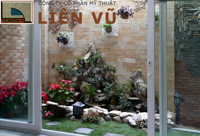 Tiểu cảnh giếng trời đẹp với hòn non bộ