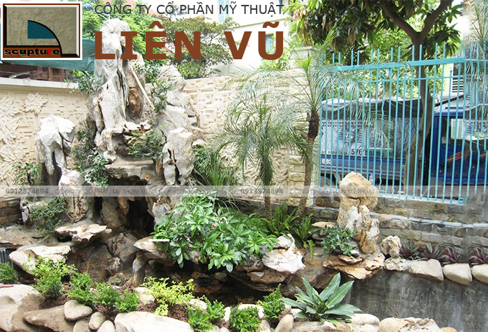 Tiểu cảnh hòn non bộ trong sân vườn