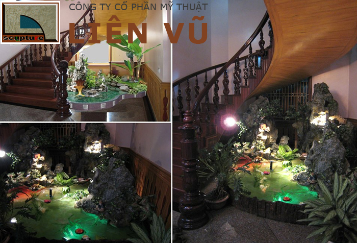 Tiểu cảnh nước đẹp cho cầu thang