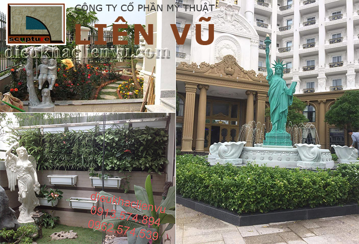 Tiểu cảnh sân vườn đẹp, sống động hơn với các dự án điêu khắc tượng nhỏ