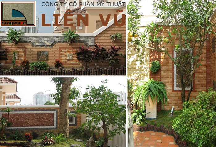 Tiểu cảnh sân vườn đẹp với phù điêu