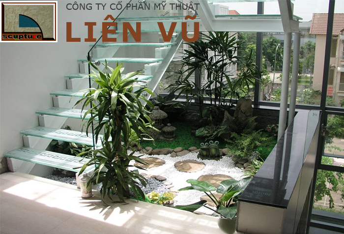 Tiểu cảnh vườn khô cho gầm cầu thang