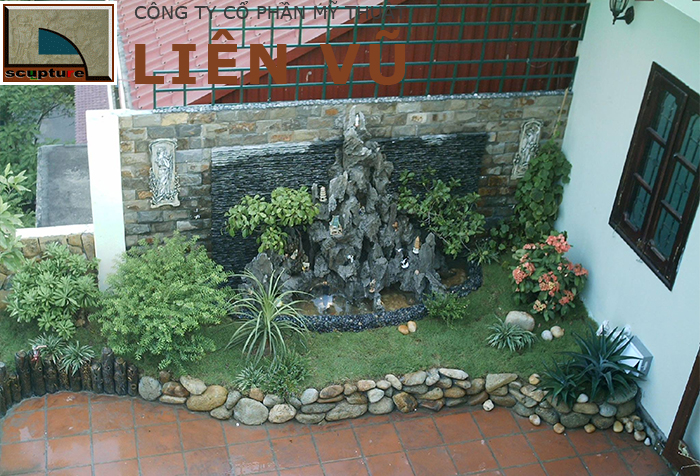 Tiểu cảnh vườn sân thượng với bể non bộ