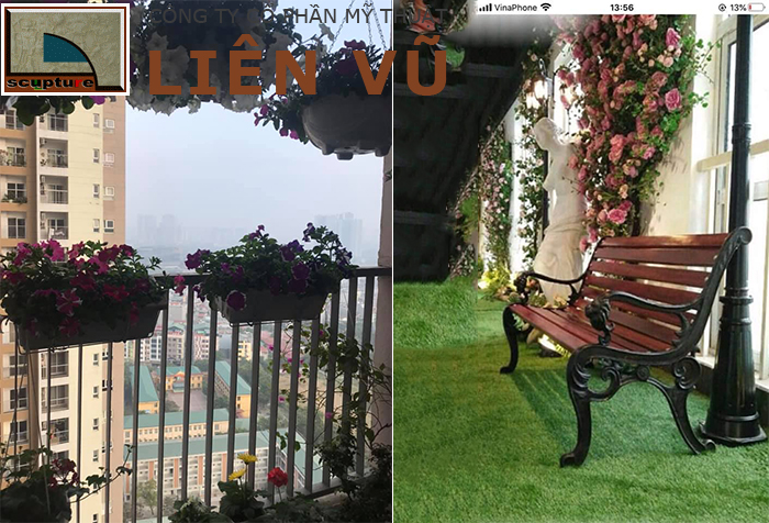 Trang trí ban công với cây xanh và hoa