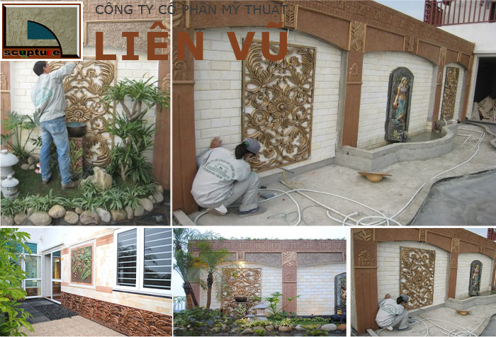 Trang trí các mảng tường trống với phù điêu sân vườn