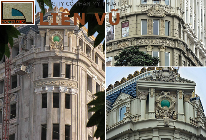 Trang trí mặt tiền tòa nhà với phù điêu châu Âu