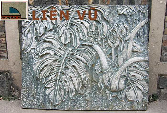 Tranh điêu khắc phù điêu hoa lá