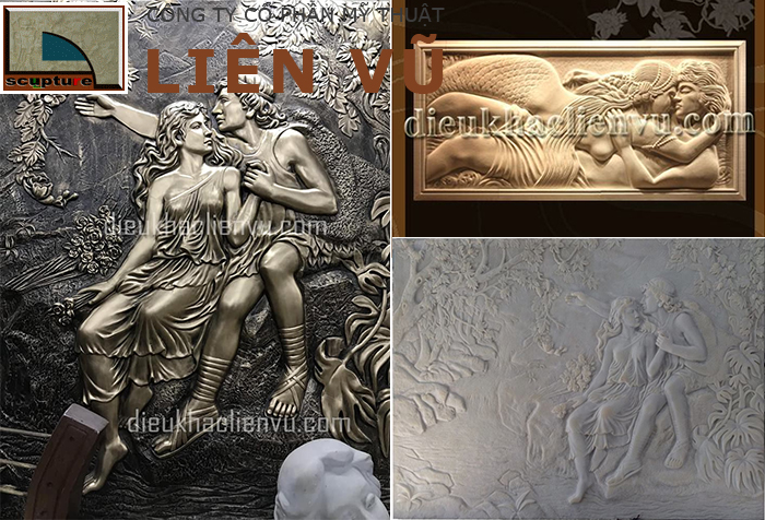 Tranh phù điêu châu Âu chủ đề tình yêu đôi lứa
