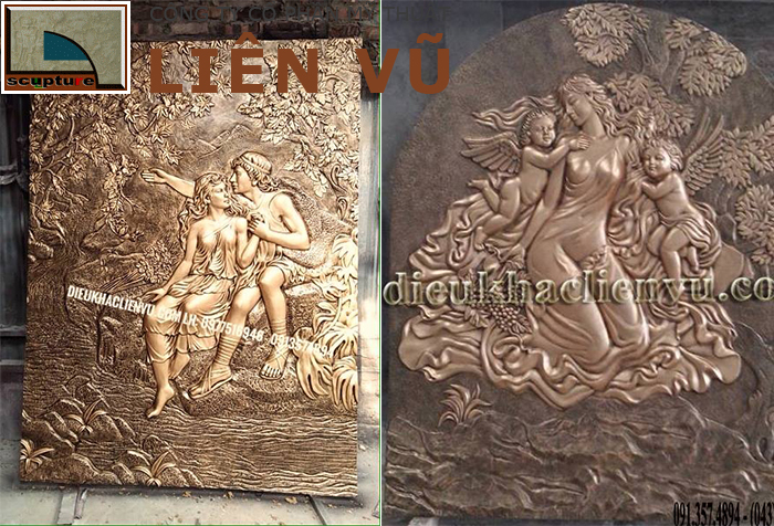 Tranh phù điêu châu Âu composite sơn giả đồng