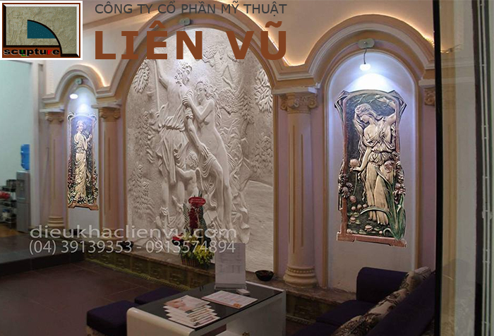 Tranh phù điêu cô gái châu Âu ứng dụng trang trí