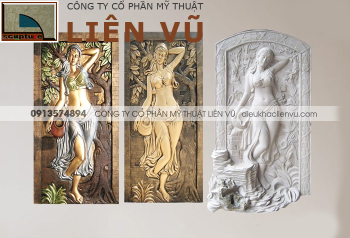 Tranh phù điêu cô gái Pháp được sơn màu và sơn giả chất liệu vô cùng chân thực