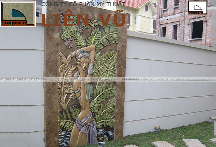 Tranh phù điêu cô gái tạo hình đẹp, màu sắc tươi sáng