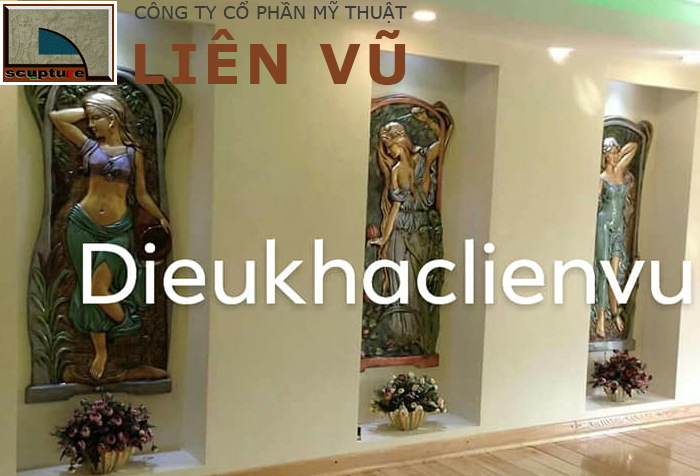 Tranh phù điêu cô gái composite trang trí nội thất spa với màu sắc rực rỡ