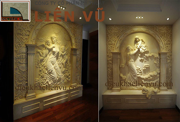 Tranh phù điêu cô gái với các đường nét tạo hình tinh xảo