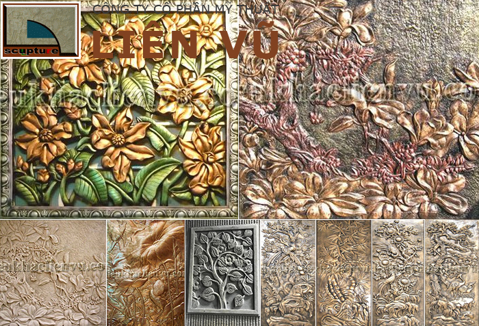 Tranh phù điêu hoa lá composite treo tường đẹp